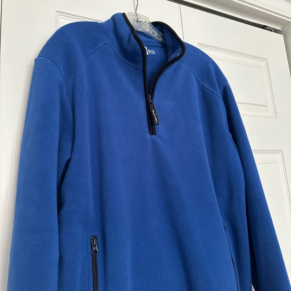 Old Navy Men’s Vintage Inspired Royal Blue Fleece Pullover - 1/4 Zip - Size M - Picture 3 of 5